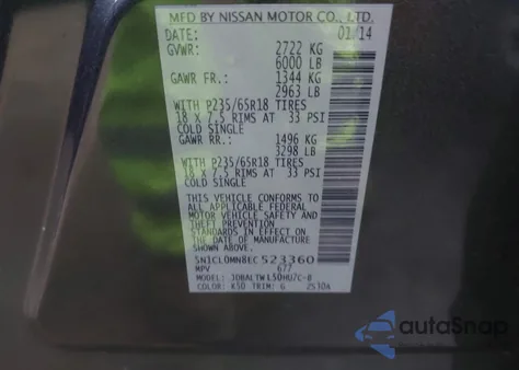 2014 Infiniti Qx60 Hybrid z USA, uszkodzony, nr VIN 5N1CL0MN8EC523360